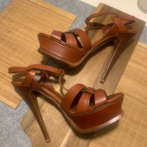 YSL tribute platform sandals tan - Picture 11 of 14